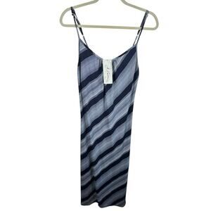 J. Valdi NWT Blue White Striped Lightweight Spaghetti Strap Midi Dress Size S